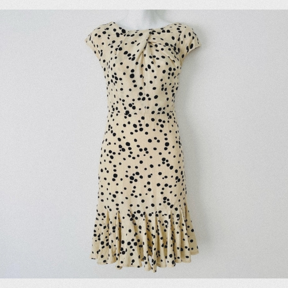 Coconinno Modcloth Spotted Ruffle Hem Retro Pinup Dress